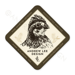 Bobwhite Quail Olive 4 Corners Decal, 4x4"