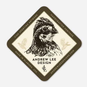 Bobwhite Quail Olive 4 Corners Decal, 4x4"