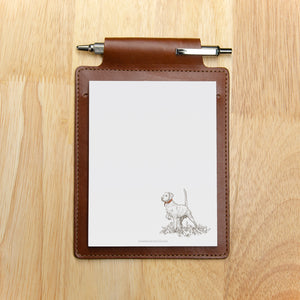 Medium Brown Leather Note Pad Holder Gift Set