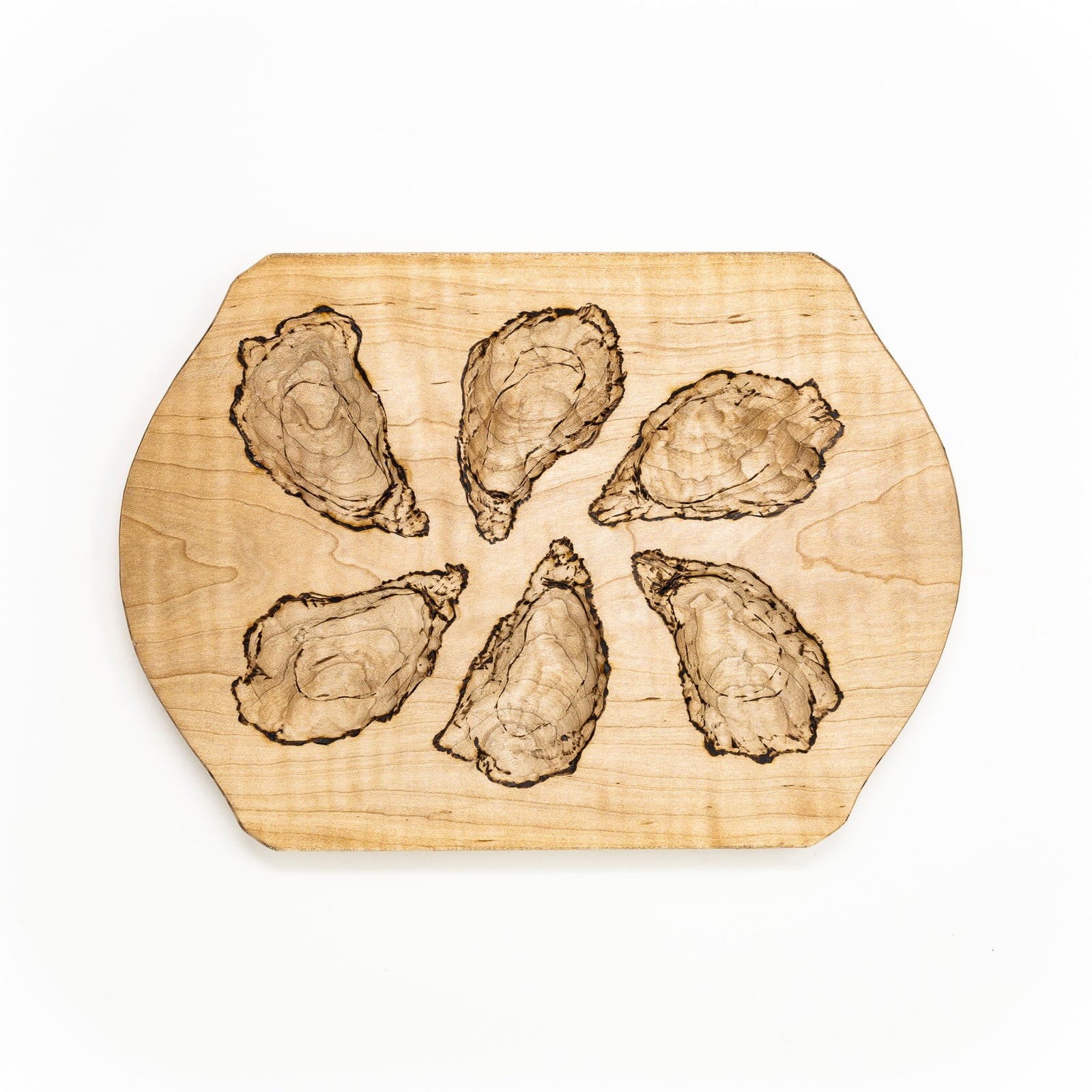 Half-Dozen Oyster Server Board, Curly Maple