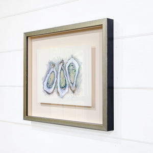 3 Oysters, Floated in Shadowbox Frame