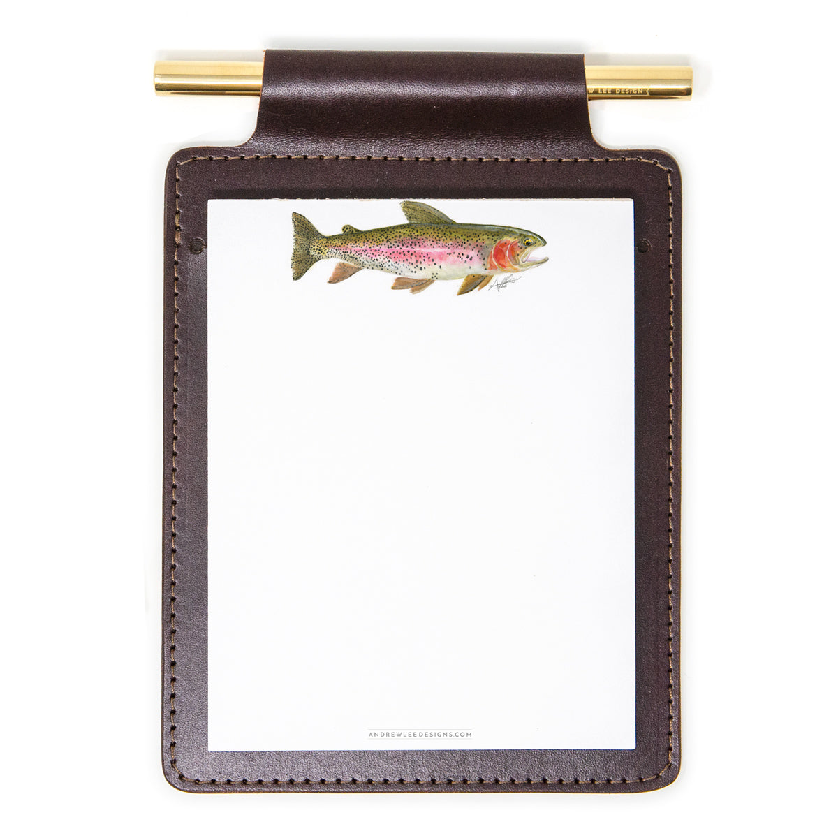 Dark Brown Leather Note Pad Holder Gift Set