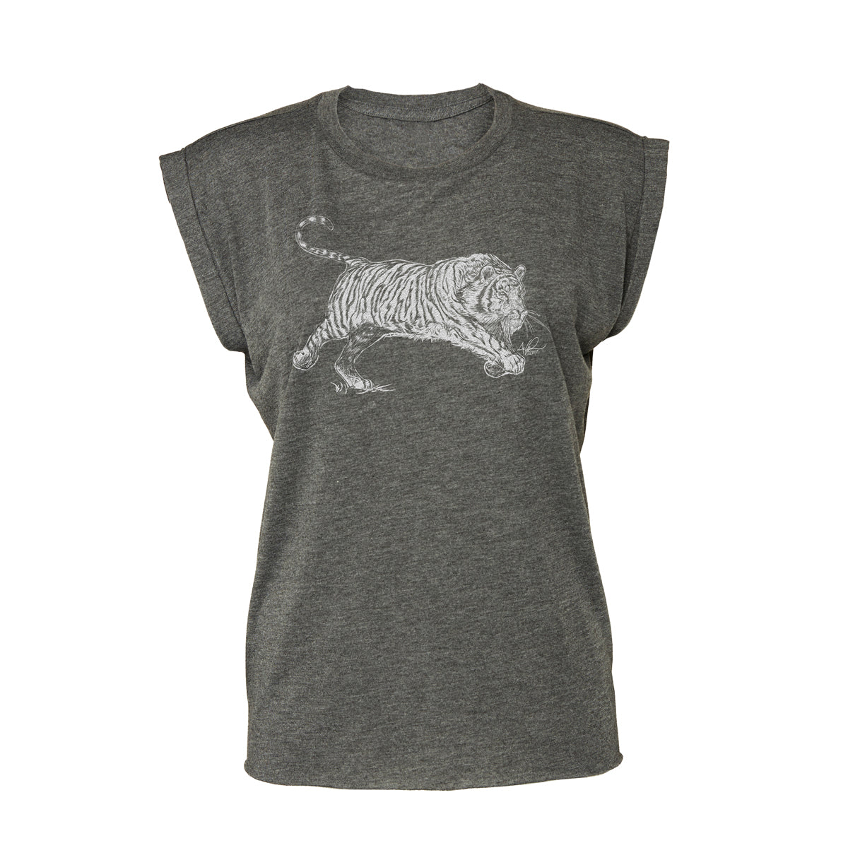 Charging Tiger Women's Top, Dark Heathered Grey