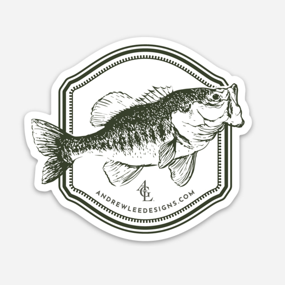 Large Mouth Bass Decal - Large Mouth Bass Fishing Decal- 1274 | Medium | White