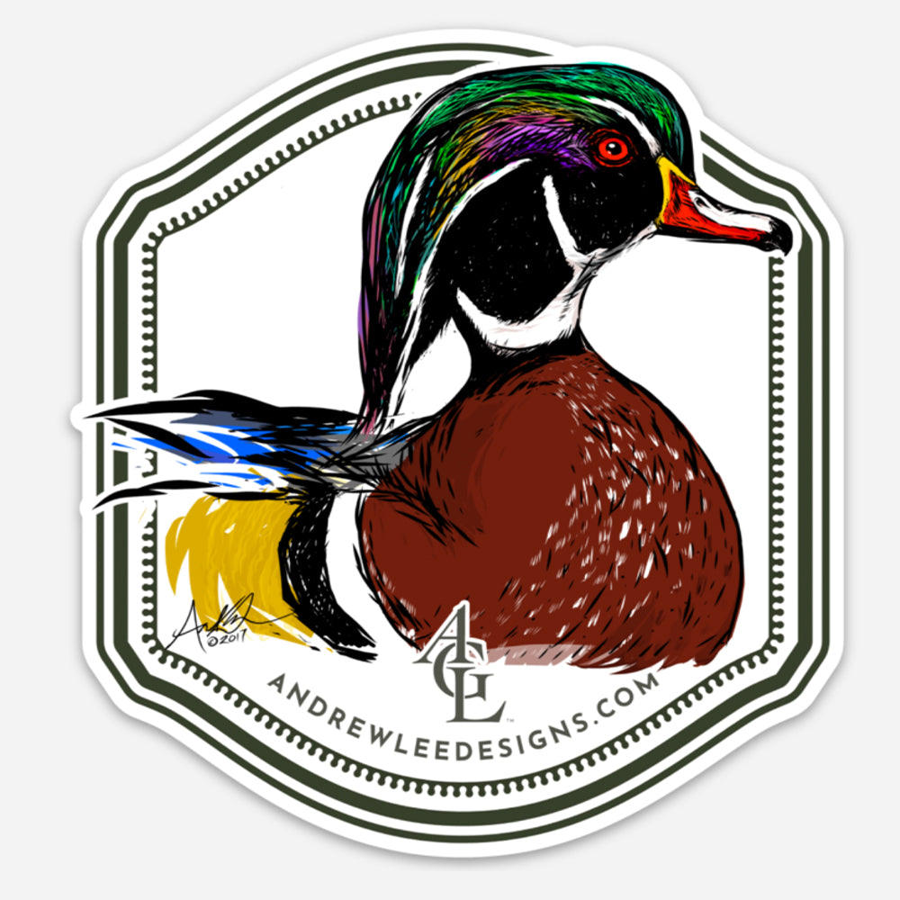 Wood Duck on Water Decal, 4x4"