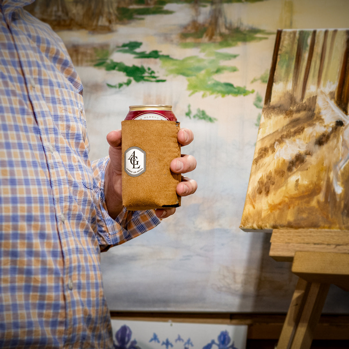 Faux Suede Folding Koozie, English Field Cocker