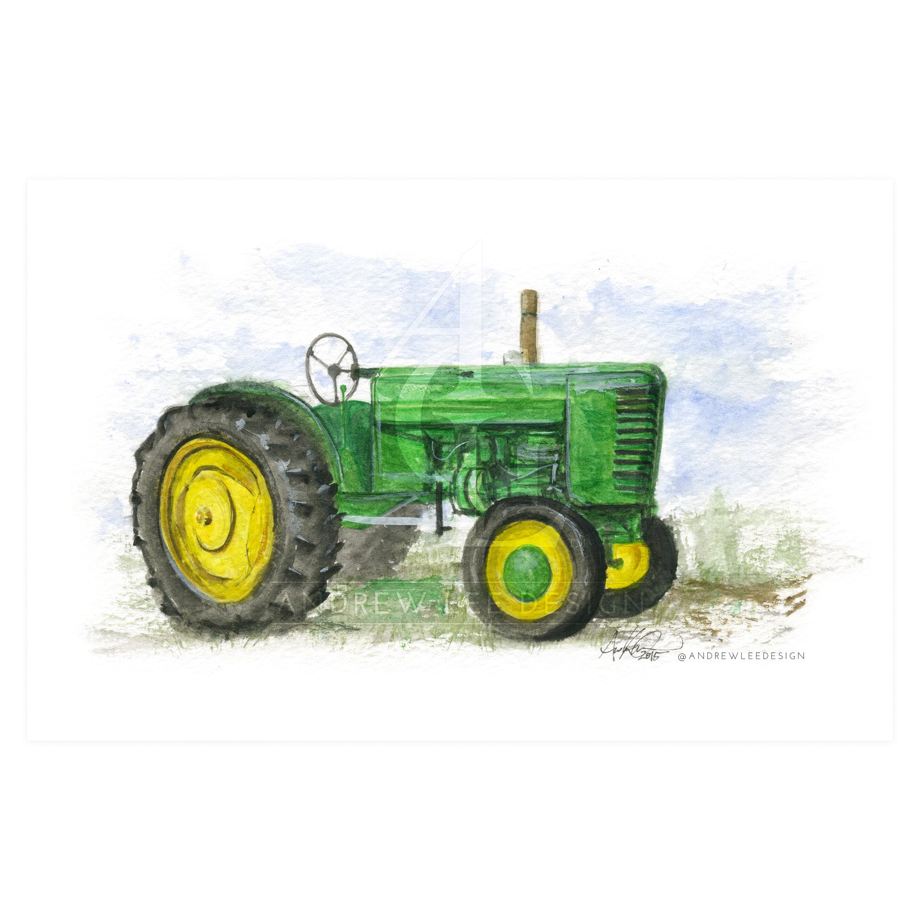 Old Green Tractor, 5x7" Print