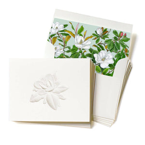 Deep Embossed Southern Magnolia Stationery, Set of 5