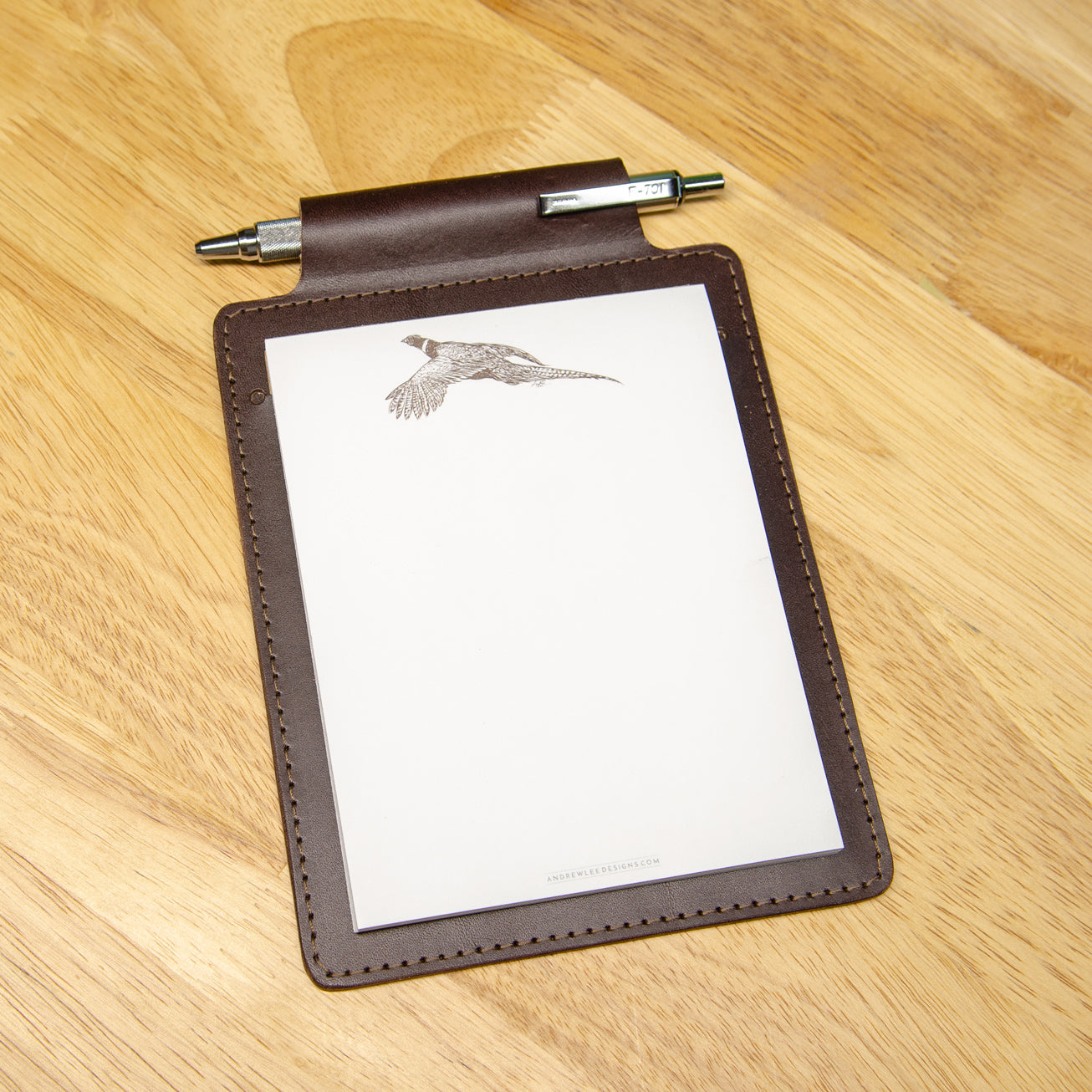 Dark Brown Leather Note Pad Holder Gift Set