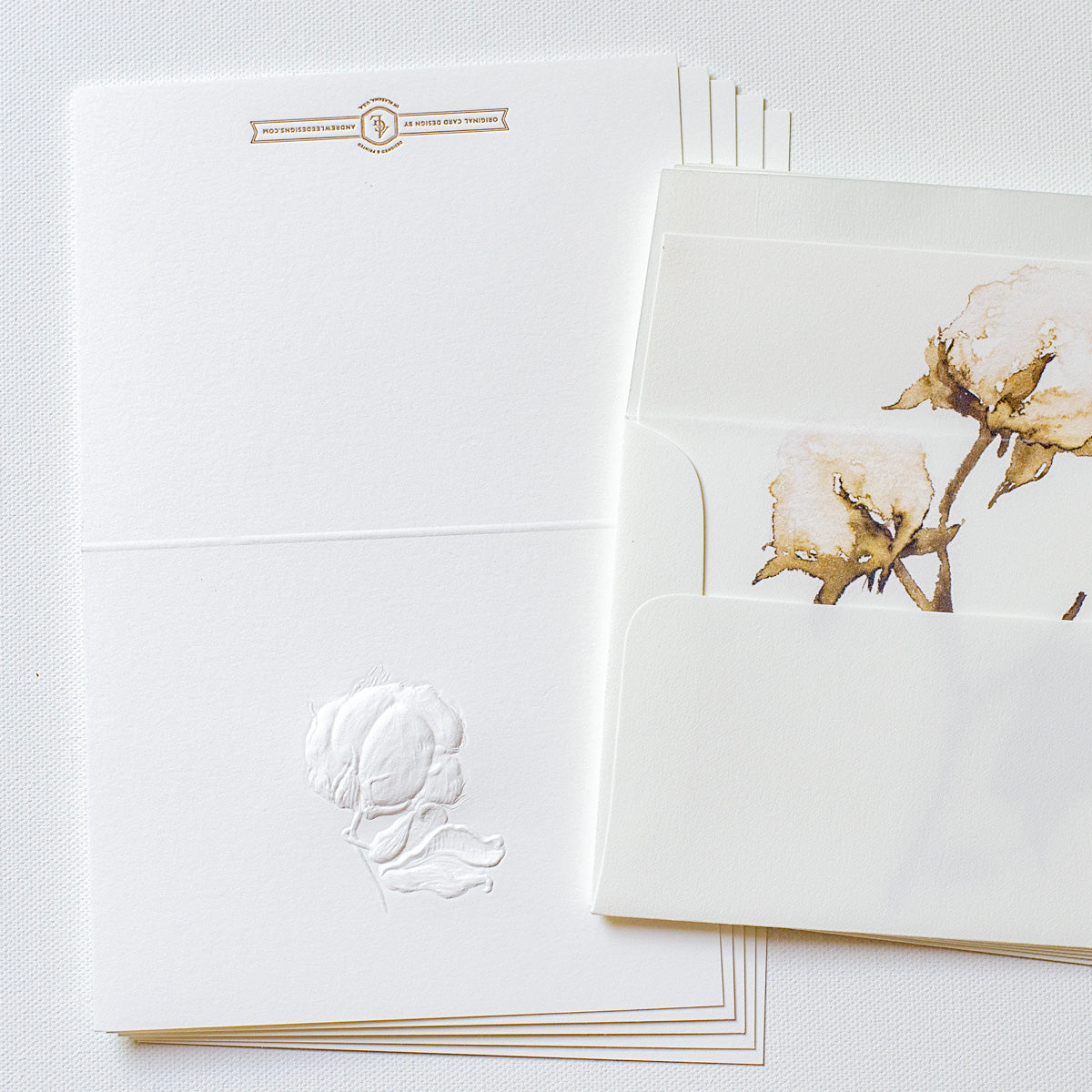 Deep Embossed Cotton Stationery Set of 5