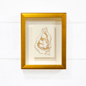 Gold Oyster, Floated in Gold Shadow Box