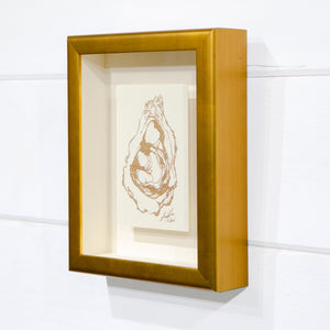 Gold Oyster, Floated in Gold Shadow Box
