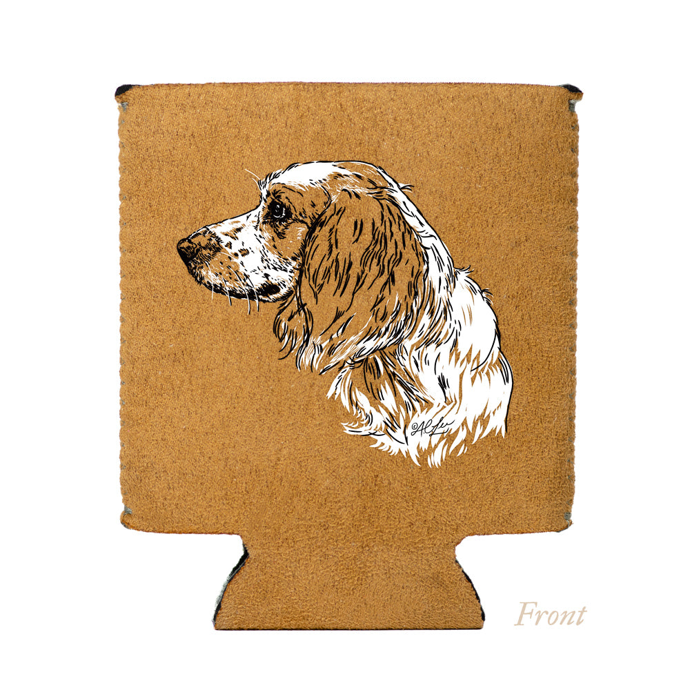 Faux Suede Folding Koozie, English Field Cocker