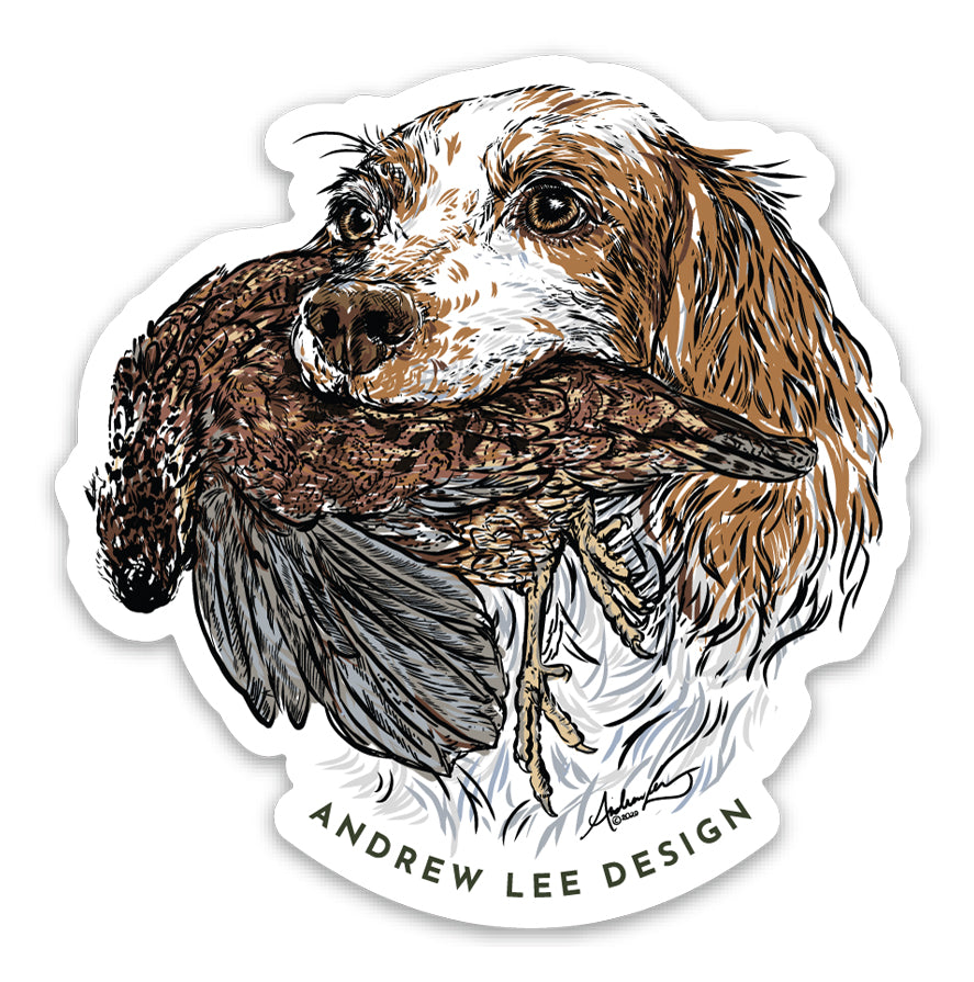 Good Boy Harry, English Field Cocker with Quail Decal, 3x3"