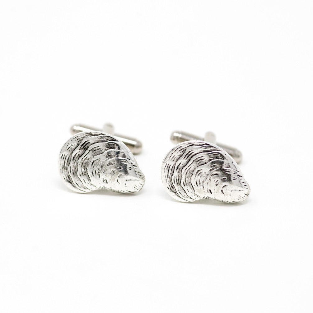 Oyster Cufflinks, Polished Surgical Steel