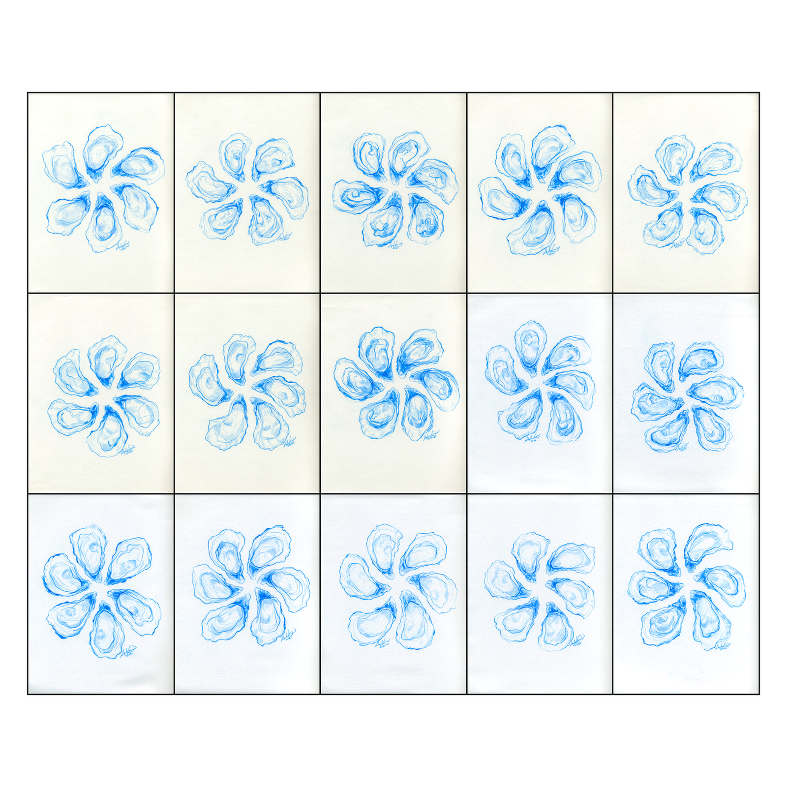 Pre-order 9x12" Half Dozen Oysters, Original drawing